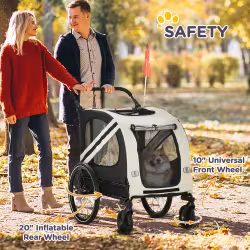 Aosom 2-in-1 Pet Bike Trailer For Small Dogs, Road-Visibility Bicycle Stroller, Weather-Strong Bike Wagon Trailer Sidecar Attachment, White Aosom 2-in-1 Pet Bike Trailer For Small Dogs, Road-Visibility Bicycle Stroller, Weather-Strong Bike Wagon Trailer Sidecar Attachment, White