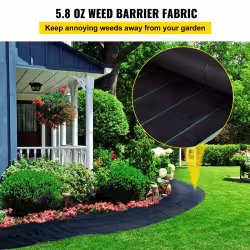 VEVOR Weed Barrier, 5.8oz Landscape Fabric, 4ft X 300ft Cover Mat Heavy Duty Woven Grass Control Geotextile For Garden, Patio, Black VEVOR Weed Barrier, 5.8oz Landscape Fabric, 4ft X 300ft Cover Mat Heavy Duty Woven Grass Control Geotextile For Garden, Patio, Black