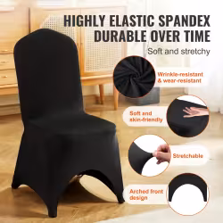 VEVOR Stretch Spandex Folding Chair Covers, Universal Fitted Arched Front Cover, Removable Washable Protective Slipcovers, For Wedding, Holiday, Banquet, Party, Celebration, Dining VEVOR Stretch Spandex Folding Chair Covers, Universal Fitted Arched Front Cover, Removable Washable Protective Slipcovers, For Wedding, Holiday, Banquet, Party, Celebration, Dining