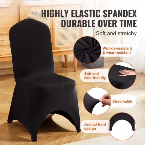 VEVOR Stretch Spandex Folding Chair Covers, Universal Fitted Arched Front Cover, Removable Washable Protective Slipcovers, For Wedding, Holiday, Banquet, Party, Celebration, Dining