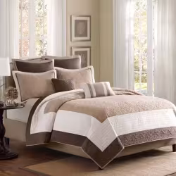7 Piece Quilt Set With Euro Shams And Throw Pillows Beige King Cal King 7 Piece Quilt Set With Euro Shams And Throw Pillows Beige King Cal King