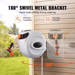VEVOR Retractable Hose Reel Water Hose Reel Swivel Wall-Mounted