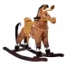 Qaba Kids Metal Plush Ride-On Rocking Horse Chair Toy With Realistic Sounds - Dark Brown White