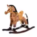 Qaba Kids Metal Plush Ride-On Rocking Horse Chair Toy With Realistic Sounds - Dark Brown White