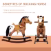 Qaba Kids Metal Plush Ride-On Rocking Horse Chair Toy With Realistic Sounds - Dark Brown White Qaba Kids Metal Plush Ride-On Rocking Horse Chair Toy With Realistic Sounds - Dark Brown White