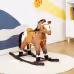 Qaba Kids Metal Plush Ride-On Rocking Horse Chair Toy With Realistic Sounds - Dark Brown White