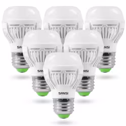SANSI 60W Equivalent LED Light Bulbs, 22-Year Lifetime, 900 Lumens With Ceramic Technology, Non-Dimmable, E26 Base, A15 Size, Energy-Efficient & Safe 9W For Home Lighting