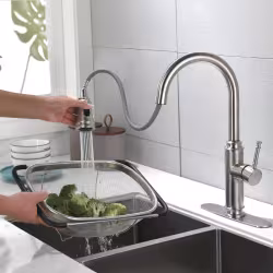 Single Handle High Pull Out Kitchen Faucet, Single-stage Stainless Steel Kitchen Sink Faucet, With Pull Down Spray Single Handle High Pull Out Kitchen Faucet, Single-stage Stainless Steel Kitchen Sink Faucet, With Pull Down Spray