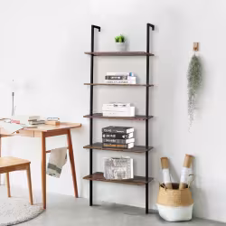 5 Floors Against The Wall Fixed Bookshelves Retro Style