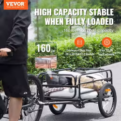 VEVOR Bike Cargo Trailer, 160 Lbs Load Capacity, Heavy-Duty Bicycle Wagon Cart, Foldable Compact Storage & Quick Release With Universal Hitch, Safe Reflectors,