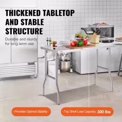 VEVOR Commercial Worktable Workstation 48 X 24 Inch Folding Commercial Prep Table, Heavy-duty Stainless Steel Folding Table With 661 Lbs Load, Kitchen Work Table, Silver Stainless Steel Kitchen Island VEVOR Commercial Worktable Workstation 48 X 24 Inch Folding Commercial Prep Table, Heavy-duty Stainless Steel Folding Table With 661 Lbs Load, Kitchen Work Table, Silver Stainless Steel Kitchen Island