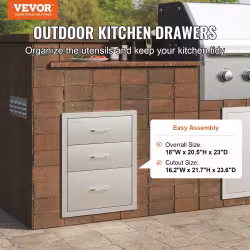 VEVOR 18x20.5 Inch Outdoor Kitchen Stainless Steel Triple Access BBQ Drawers With Chrome Handle, 18 X20.5 X 23 Inch VEVOR 18x20.5 Inch Outdoor Kitchen Stainless Steel Triple Access BBQ Drawers With Chrome Handle, 18 X20.5 X 23 Inch