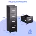 4 Drawer Vertical File Cabinet On Wheels, Lockable Office Files Storage Cabinet With Handle And Name Card,Mobile Storage Cabinet For Office And Home,Assembly Required,Black
