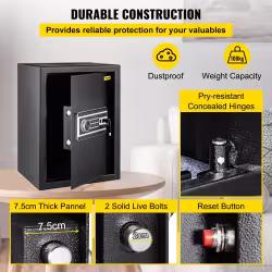 Safe Box, 2.1 CU.FT Fingerprint Safe Box For Money 2 Keys & Digital Keypad, Q235 Steel Safe Box For Storing Cash, Jewelry, Pistols, Documents, Watches In Home & Office & Hotel