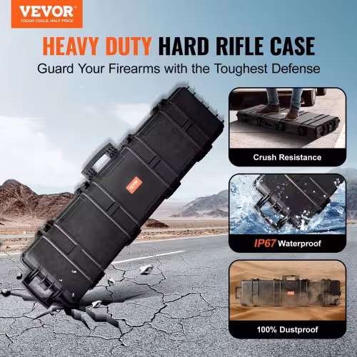 Tactical Range Case, Outdoor Tactical Hard Case With 3 Layers Fully-protective Foams, 50 Inch Lockable Hard Tactical Range Case With Wheels, IP67 Waterproof & Crushproof
