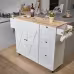 Kitchen Island Cart With Solid Wood Top,Mobile Carts With Storage Cabinet, Rolling Kitchen Table With Spice Rack, Towel Rack, Drop Leaf And Drawer, Portable Islands On Wheels, White