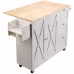 Kitchen Island Cart With Solid Wood Top,Mobile Carts With Storage Cabinet, Rolling Kitchen Table With Spice Rack, Towel Rack, Drop Leaf And Drawer, Portable Islands On Wheels, White