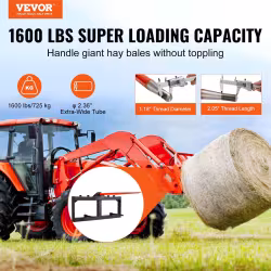 Hay Spear, Bale Spears 1600lbs Loading Capacity, Skid Steer Loader Tractor Attachment With 2pcs Stabilizer Spears, Quick Attach Spike Forks Hay Spear, Bale Spears 1600lbs Loading Capacity, Skid Steer Loader Tractor Attachment With 2pcs Stabilizer Spears, Quick Attach Spike Forks