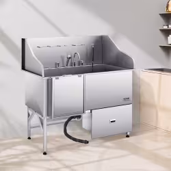 61 Inch Dog Grooming Bath Tub Stainless Steel W Ramp Water Filter Left