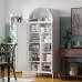 Tall Kitchen Pantry Cabinet, Arched Storage Cabinet With Doors And Adjustable Shelves, White Freestanding Cupboard For Laundry, Dining Room, Living Room, Bathroom
