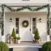 2 Pack 9FT Pre-lit Snow Flocked Christmas Garland, Lighted Artificial Xmas Garland With 200 Warm Lights And 440 Tips And Red Berries, For Front Door Gate Wall Xmas Party Decorations, Snowy Green