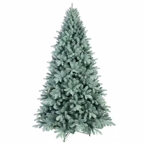 Artificial 6ft Blue Green Tint Christmas Tree With 1390 PE PVC Mixed Branch Tips, Memory Wire Iron Wire, Hinged Premium & Foldable Base For Indoor Holiday Decorating