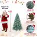 Artificial 6ft Blue Green Tint Christmas Tree With 1390 PE PVC Mixed Branch Tips, Memory Wire Iron Wire, Hinged Premium & Foldable Base For Indoor Holiday Decorating