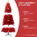 T3637P3398087FT Red Christmas Tree Pure Red PVC Tree With 1066 Tips, Hinged Branches For Easy Setup, Stable Metal Stand, Bold Holiday Decoration