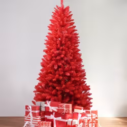 T3637P3398087FT Red Christmas Tree Pure Red PVC Tree With 1066 Tips, Hinged Branches For Easy Setup, Stable Metal Stand, Bold Holiday Decoration T3637P3398087FT Red Christmas Tree Pure Red PVC Tree With 1066 Tips, Hinged Branches For Easy Setup, Stable Metal Stand, Bold Holiday Decoration