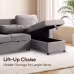 Upholstery Sleeper GREY Sectional Sofa With Storage Space, USB Port, 2 Cup Holders On Back Cushions Upholstery Sleeper GREY Sectional Sofa With Storage Space, USB Port, 2 Cup Holders On Back Cushions