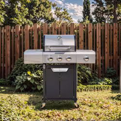 Propane Grill 3 Burner Barbecue Grill Stainless Steel Gas Grill With Side Burner For Outdoor BBQ, Camping Propane Grill 3 Burner Barbecue Grill Stainless Steel Gas Grill With Side Burner For Outdoor BBQ, Camping
