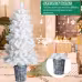 4 FT White Artificial Christmas Tree With Pot Stand, Potted Xmas Pine Tree With 200 Branch Tips For Holiday Party Office Home, White Tree 4 FT White Artificial Christmas Tree With Pot Stand, Potted Xmas Pine Tree With 200 Branch Tips For Holiday Party Office Home, White Tree