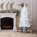 4 FT White Artificial Christmas Tree With Pot Stand, Potted Xmas Pine Tree With 200 Branch Tips For Holiday Party Office Home, White Tree