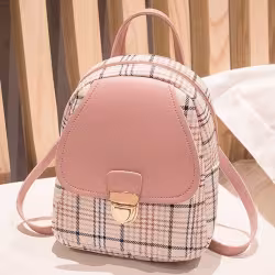 Ladies Check Lock Small Backpack One Shoulder Diagonal Handbag Coin Purse Ladies Check Lock Small Backpack One Shoulder Diagonal Handbag Coin Purse