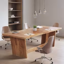 70.87-Inch Executive Computer Desk: Large Home Office Desk With Solid Wooden Pedestal, Industrial Wood Study Writing Table