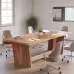 70.87-Inch Executive Computer Desk: Large Home Office Desk With Solid Wooden Pedestal, Industrial Wood Study Writing Table