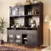 Multi-purpose Storage Cabinet145 X 39 X 171 Cm, Modern Design, With Changhong Glass Door, Wine Glass Holder, Multi-layered Storage Space, Black With Gold Decoration, Suitable For Home And Restaurant