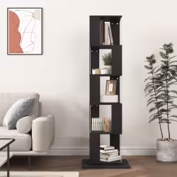 360 Rotating Bookshelf With Acrylic Plate, 5-Tier Tall, Floor Rack Simple Bookcase, Modern Display Shelf For Living Room Home Office Bedroom