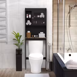 Modern Over The Toilet Space Saver Organization Wood Storage Cabinet For Home, Bathroom - Espresso Modern Over The Toilet Space Saver Organization Wood Storage Cabinet For Home, Bathroom - Espresso