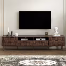 Mid Century TV Stand With 2 Drawers, Media Console Table For TVs Up To 85'', Entertainment Center With Storage For Living Room, Bedroom, Home Theatre