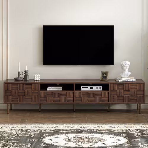 Mid Century TV Stand With 2 Drawers, Media Console Table For TVs Up To 85'', Entertainment Center With Storage For Living Room, Bedroom, Home Theatre