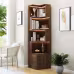 Corner BookShelf With Drawers,4-Tier Corner Bookshelf Bookcase With Baffle, Freestanding L Shaped Display Shelf Stand With Led Lights For Home Office, Living Room, Bedroom, Kitchen