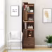 Corner BookShelf With Drawers,4-Tier Corner Bookshelf Bookcase With Baffle, Freestanding L Shaped Display Shelf Stand With Led Lights For Home Office, Living Room, Bedroom, Kitchen