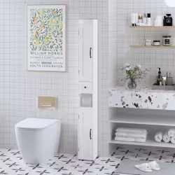 67.51 Tall Bathroom Storage Cabinet With Adjustable Shelves,Slim 2 Doors Freestanding Cabinet With Anti-Tip, Open Compartments, For Home, Small Spaces, Bathroom,Kitchen, Living Room, White 67.51 Tall Bathroom Storage Cabinet With Adjustable Shelves,Slim 2 Doors Freestanding Cabinet With Anti-Tip, Open Compartments, For Home, Small Spaces, Bathroom,Kitchen, Living Room, White