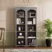 ON-TREND Free Standing 5 Tier Bookshelves, Bookcases Set Of 2, Farmhouse Two-Tone Storage Cabinet With Adjustable Shelves, Modern 72H Kitchen Pantry Cabinet For Living Room, Home Office, Grey
