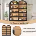 ON-TREND Freestanding Tall Bookshelves Set Of 2, Farmhouse Two-Tone Open Storage Cabinet With Fabric Arched Top, 5-Tier Display Bookcase For Living Room, Bedroom, Home Office, Black Natural