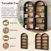 ON-TREND Freestanding Tall Bookshelves Set Of 2, Farmhouse Two-Tone Open Storage Cabinet With Fabric Arched Top, 5-Tier Display Bookcase For Living Room, Bedroom, Home Office, Black Natural ON-TREND Freestanding Tall Bookshelves Set Of 2, Farmhouse Two-Tone Open Storage Cabinet With Fabric Arched Top, 5-Tier Display Bookcase For Living Room, Bedroom, Home Office, Black Natural