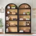 ON-TREND Freestanding Tall Bookshelves Set Of 2, Farmhouse Two-Tone Open Storage Cabinet With Fabric Arched Top, 5-Tier Display Bookcase For Living Room, Bedroom, Home Office, Black Natural ON-TREND Freestanding Tall Bookshelves Set Of 2, Farmhouse Two-Tone Open Storage Cabinet With Fabric Arched Top, 5-Tier Display Bookcase For Living Room, Bedroom, Home Office, Black Natural