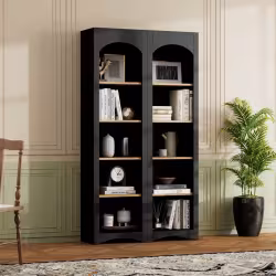 ON-TREND Free Standing 5 Tier Bookshelves, Bookcases Set Of 2, Farmhouse Two-Tone Storage Cabinet With Adjustable Shelves, Modern 72H Kitchen Pantry Cabinet For Living Room, Home Office, Black ON-TREND Free Standing 5 Tier Bookshelves, Bookcases Set Of 2, Farmhouse Two-Tone Storage Cabinet With Adjustable Shelves, Modern 72H Kitchen Pantry Cabinet For Living Room, Home Office, Black