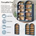 ON-TREND Freestanding Tall Bookshelves Set Of 2, Farmhouse Two-Tone Open Storage Cabinet With Fabric Arched Top, 5-Tier Display Bookcase For Living Room, Bedroom, Home Office, Blue Natural ON-TREND Freestanding Tall Bookshelves Set Of 2, Farmhouse Two-Tone Open Storage Cabinet With Fabric Arched Top, 5-Tier Display Bookcase For Living Room, Bedroom, Home Office, Blue Natural